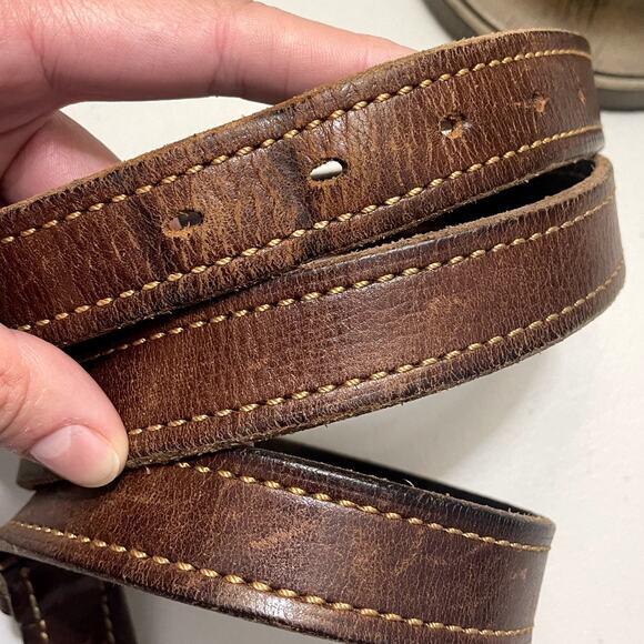 Polo Ralph Lauren Genuine Leather Belt Brown Men's Sz 40 Brass Buckle Pony - Picture 3 of 8